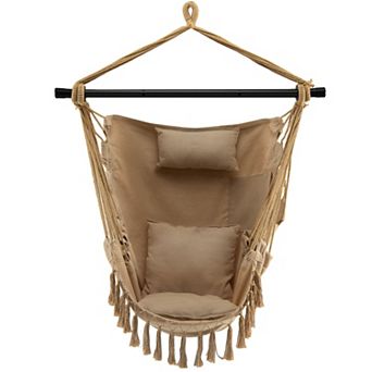 Hanging Rope Swing Chair With Soft Pillow And Cushions