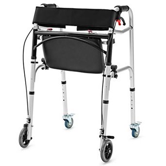 Height Adjustable Aluminum Walker With Rolling Wheels And Brakes