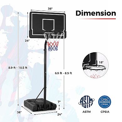 Basketball Hoop 5.6-6.5 Ft Height Adjustable For Kids With Shatterproof Backboard