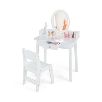 Kids Vanity Set With Led Lighted Mirror-white