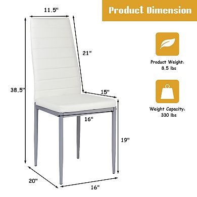 4 Pieces Pvc Elegant Design Leather Dining Chairs With Solid Metal Legs