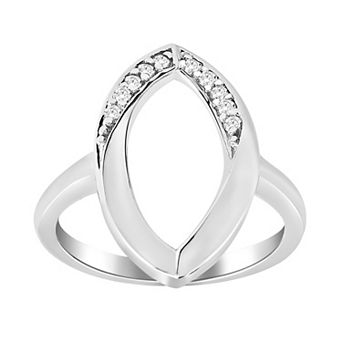 SIRI Sterling Silver Rhodium-Plated Marquise-Shaped Open Pendant with Cubic Zirconia Accents