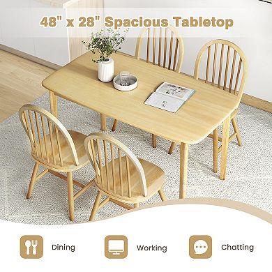 5-piece Wooden Dining Set With 4 Windsor Chairs