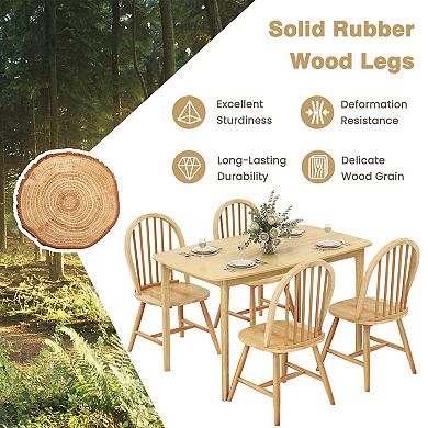 5-piece Wooden Dining Set With 4 Windsor Chairs