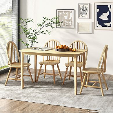 5-piece Wooden Dining Set With 4 Windsor Chairs