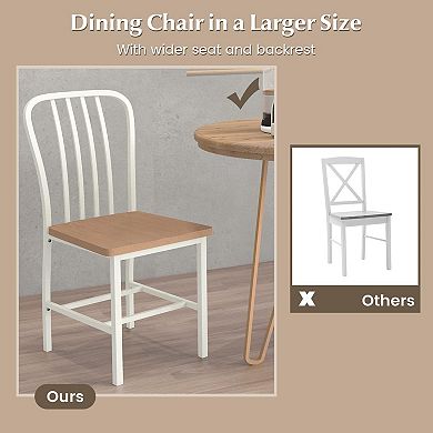 Set Of 2 White Armless Spindle Back Dining Chairs With Ergonomic Design