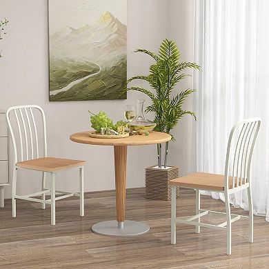 Set Of 2 White Armless Spindle Back Dining Chairs With Ergonomic Design