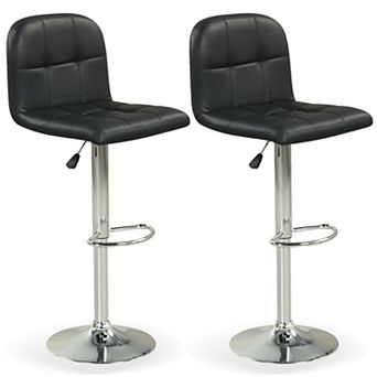 Set of 2 Swivel Bar Stools 19 x 17.5 Inch with 24 to 32 Inch Seats and 250 lb Capacity