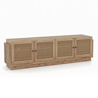 Farmhouse Tv Stand For Tvs Up To 75 in With 2 Cabinets-oak