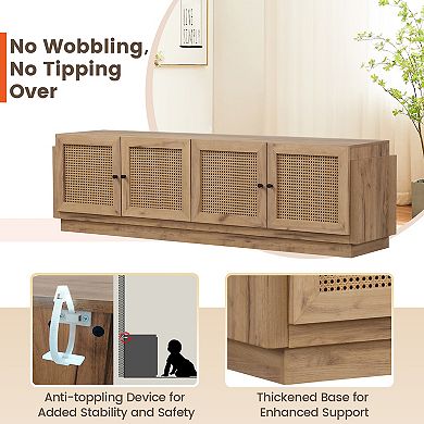 Farmhouse Tv Stand For Tvs Up To 75 Inches With 2 Cabinets-oak