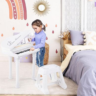 31-key Kids Piano With Stool And Piano Lid-white