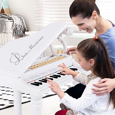 31-key Kids Piano With Stool And Piano Lid-white