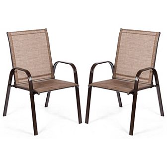 2 pc Patio Outdoor Dining Chair With Armrest