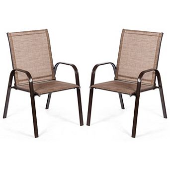 2 pc Patio Outdoor Dining Chair With Armrest