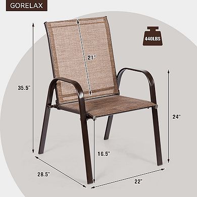 2 Pieces Patio Outdoor Dining Chair With Armrest