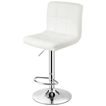 Armless Pu Leather Bar Stool With Adjustable Height And Swivel Seat