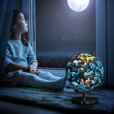 3-in-1 Illuminated World Globe With Stand And  88 Constellations