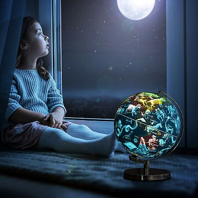 Illuminated World Globe with Stand, 3 In 1 Geography and