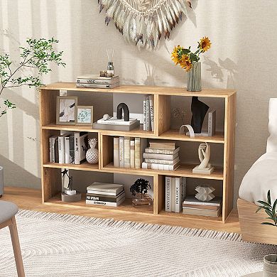 2-piece Floor Standing Corner Display Bookshelf-separable Design