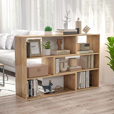 2-piece Floor Standing Corner Display Bookshelf-separable Design