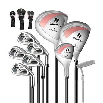 Women's 9 pc Complete Golf Club Set-pink