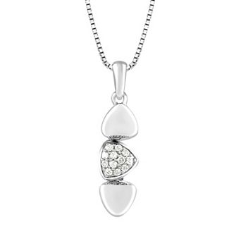 SIRI Sterling Silver Rhodium-Plated Tear-Drop Pendant with Pave Cubic Zirconia Design