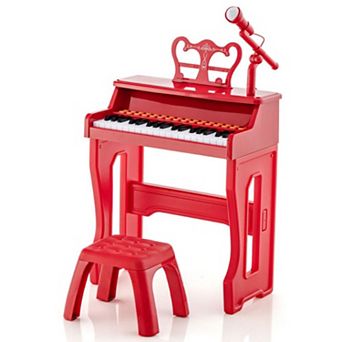 37-key Kids Piano Keyboard With Microphone And Detachable Music Stand-red