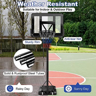Portable Basketball Hoop With 4.6 To 10 Feet 10-level Height Adjustable