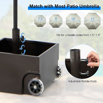 150 Pounds Patio Umbrella Base Stand Wheels Planter Outdoor