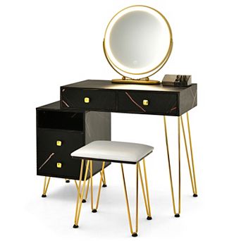 Black Modern Vanity Table With Storage Cabinet
