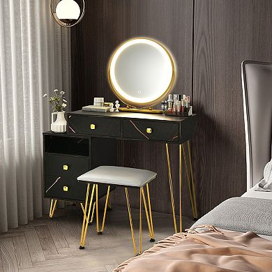 Black Modern Vanity Table With Storage Cabinet