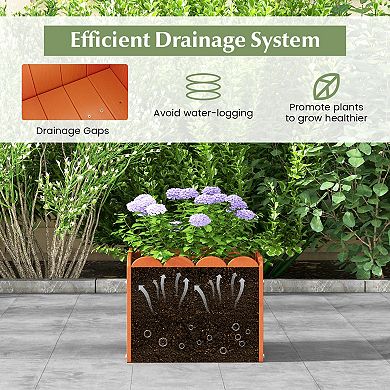 2-pack Square Planter Boxes With Drainage Gaps For Front Porch, Garden, And Balcony-orange