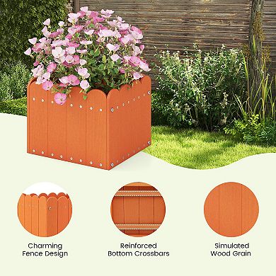 2-pack Square Planter Boxes With Drainage Gaps For Front Porch, Garden, And Balcony-orange