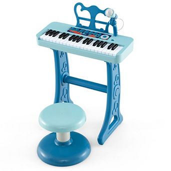 37-key Kids Piano Keyboard With Microphone-blue (ages 3+)