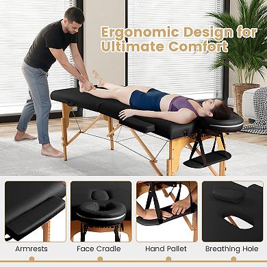 Portable Adjustable Facial Spa Bed With Carry Case-black