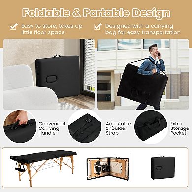 Portable Adjustable Facial Spa Bed With Carry Case-black