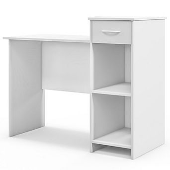Modern Laptop Pc Desk With Adjustable Shelf And Cable Management Hole-white