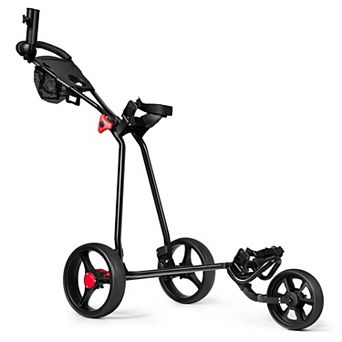 3 Wheel Durable Foldable Steel Golf Cart With Mesh Bag