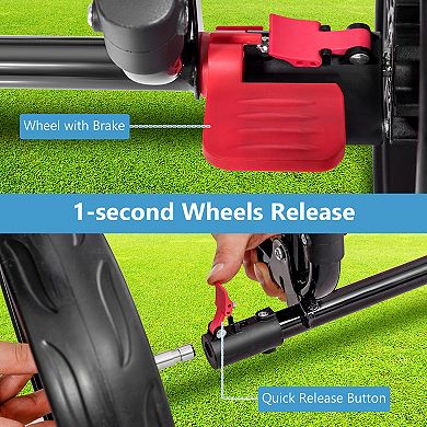 3 Wheel Durable Foldable Steel Golf Cart With Mesh Bag