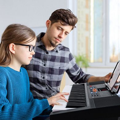 61-key Electronic Keyboard Piano With Led Display, Dual Keyboard, And 3 Teaching Modes
