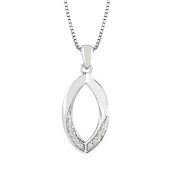 SIRI Sterling Silver Rhodium-Plated Oval Pendant with Cubic Zirconia Edge Detailing