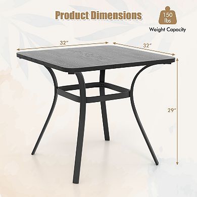 32 Inch Patio Dining Table Metal Square Table For Dining With 4 Curved Legs-gray