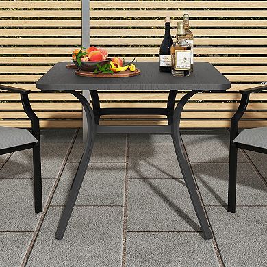 32 Inch Patio Dining Table Metal Square Table For Dining With 4 Curved Legs-gray