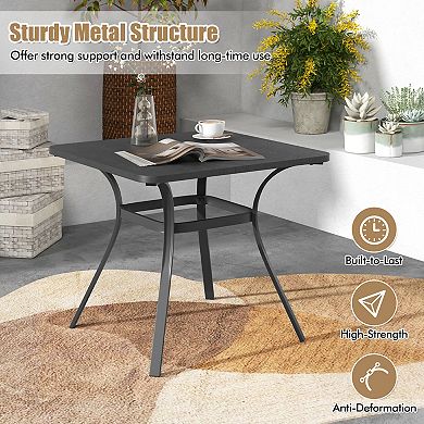 32 Inch Patio Dining Table Metal Square Table For Dining With 4 Curved Legs-gray