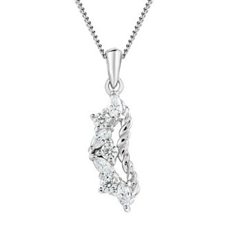 SIRI Sterling Silver Rhodium-Plated Pendant with Abstract Textured Design and 18" Chain