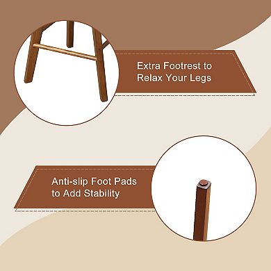 2 Pieces 26 Inch Backless Swivel Barstools With Linen Fabric Seat