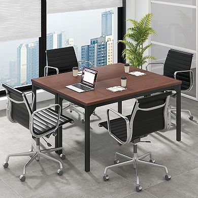 55-inch Conference Table With Heavy-duty Metal Frame-brown