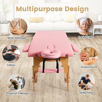 Portable Adjustable Facial Spa Bed With Carry Case-pink