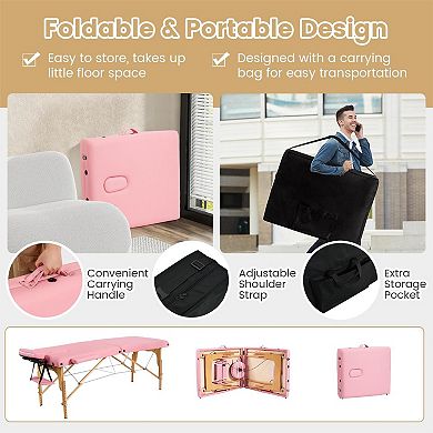 Portable Adjustable Facial Spa Bed With Carry Case-pink