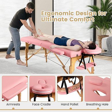 Portable Adjustable Facial Spa Bed With Carry Case-pink